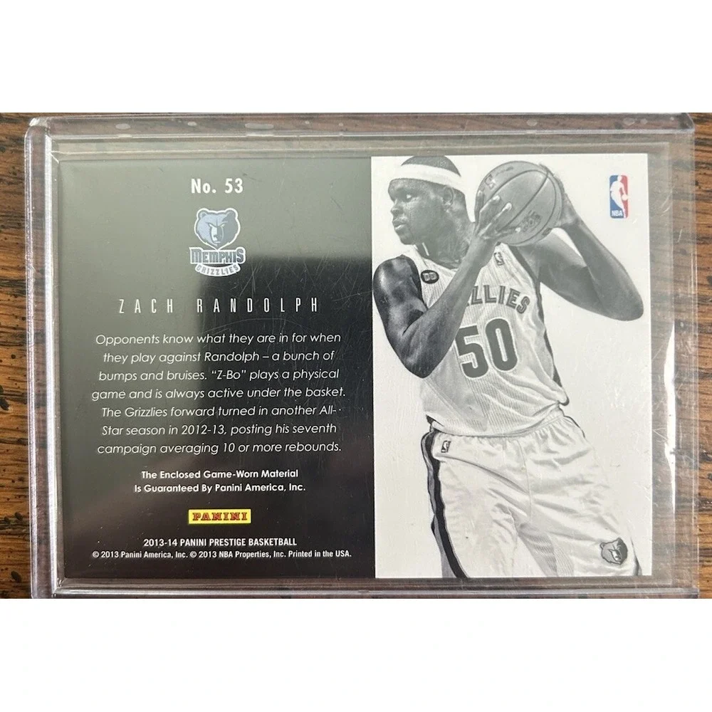 2013-14 Panini Prestige Bonus Shots Materials Zach Randolph #53